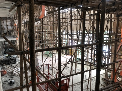 Erection of scaffolding at the 1/F Foyer